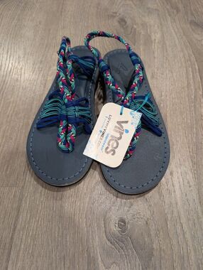 NWT Vines Islandwear Braided Rope Flat Strappy Sandals Women's Size 7 Boho Beach